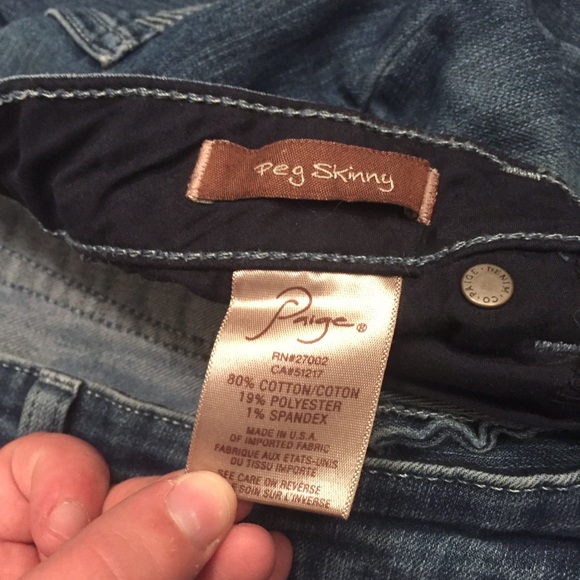 PAIGE Peg Skinny Dark Wash Denim Jeans 26 - Picture 5 of 5